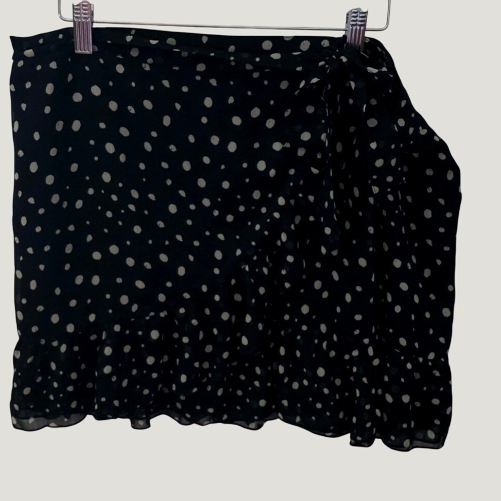 Urban Outfitters Ruffle Trim Rara Polka-Dot Mini-Skirt XL Black Tan Whimsigoth - Picture 12 of 12
